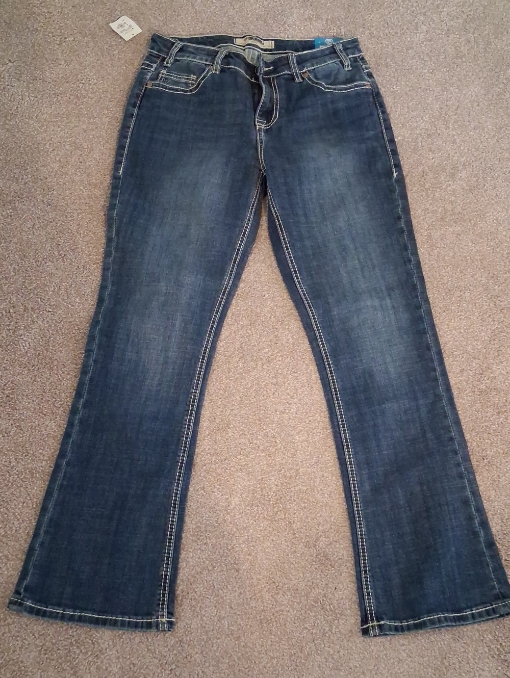 NWT Rock & Roll Women’s Mid Rise Riding Boot Cut Jeans in Blue Denim 28X30